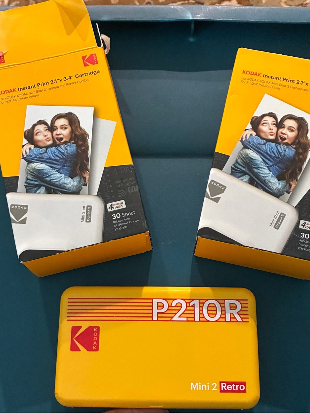 Kodak P210R Mini 2 Retro Instant Printer - Yellow with Red Accents